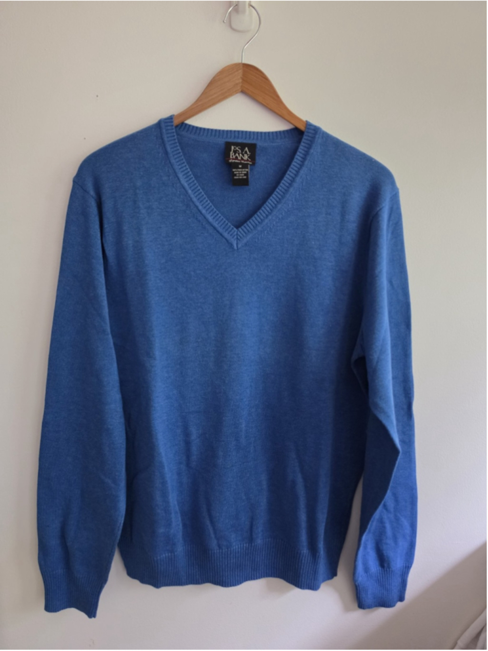 Jos. A. Bank Signature Collection Pima Cotton V-Neck Sweater Blue Men's M